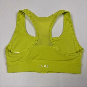 LSKD Neon Yellow Zip Front Sprint Sports Bra Racerback Athletic Workout Top XS/S